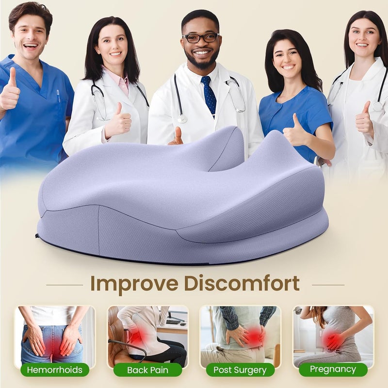 Benazcap Large Seat Cushion for Office Chair Memory Foam Coccyx Pain Relief Cushion Pillow for Back Support Non-Slip Seat Pad for Office Desk, Car Seat, Wheelchair, Sciatica-Blue - Image 4